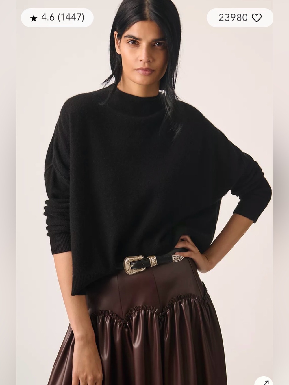 Pilcro Alani 100% Cashmere Mock-Neck Sweater